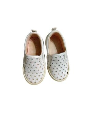 2/$10 Old Navy Girl's White Slip-On Perforated Casual Shoes Rainbow Underlay SZ5